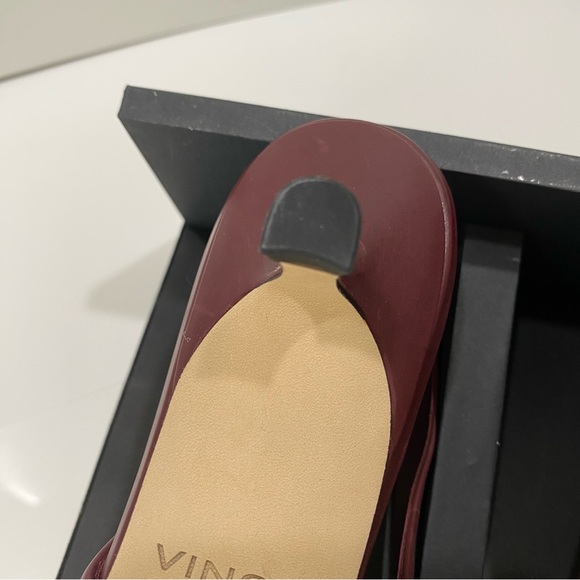NEW VINCE Shasta Burgundy Slingback Kitten Heels Buckle Pointed Toe 7 - Picture 13 of 15